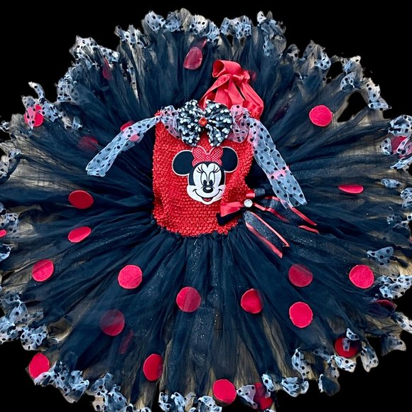 Halloween Costume Disney Inspired Minnie Mouse TUTU Dress SZ 10/14, Poke a Dot - Picture 1 of 16